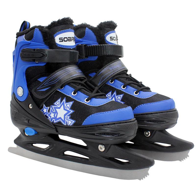 Pink children's plush insulated adjustable ice skate shoes