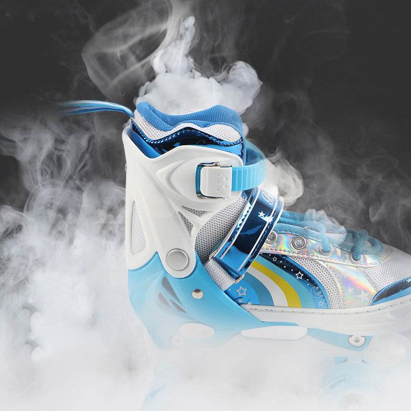 Colorful children's double row four wheel flash skates