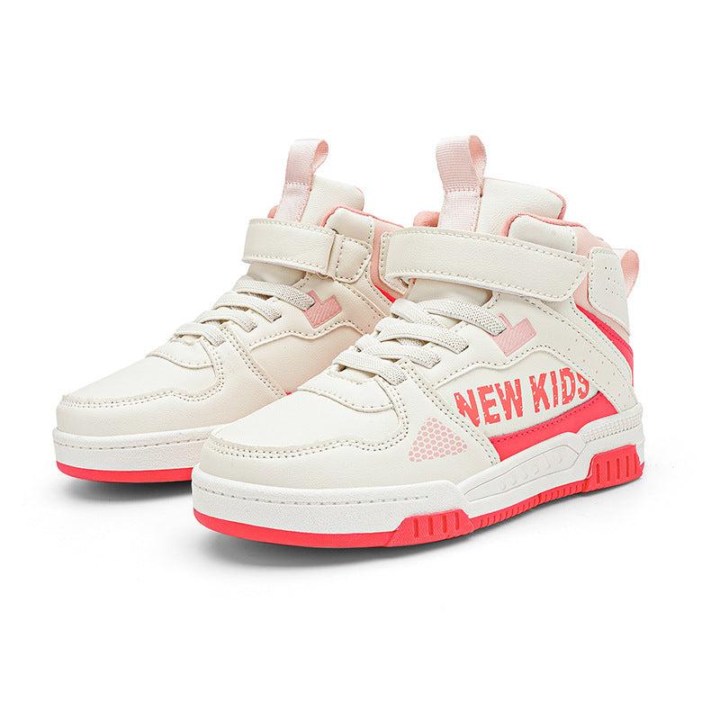 Children's street outdoor sneakers with letter pattern in beige and green
