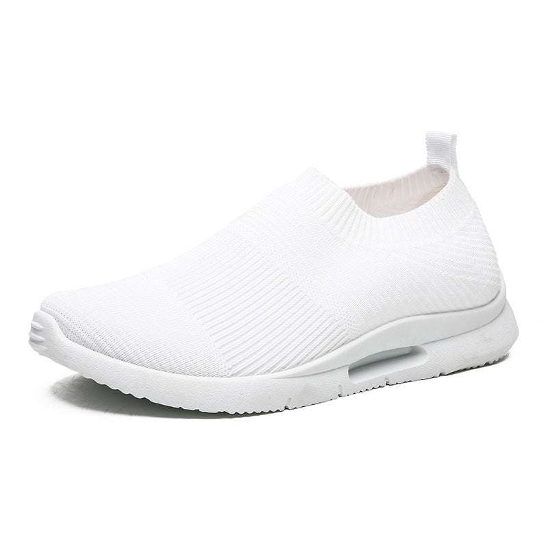 Mens flying knit sneakers white mesh black casual shoes