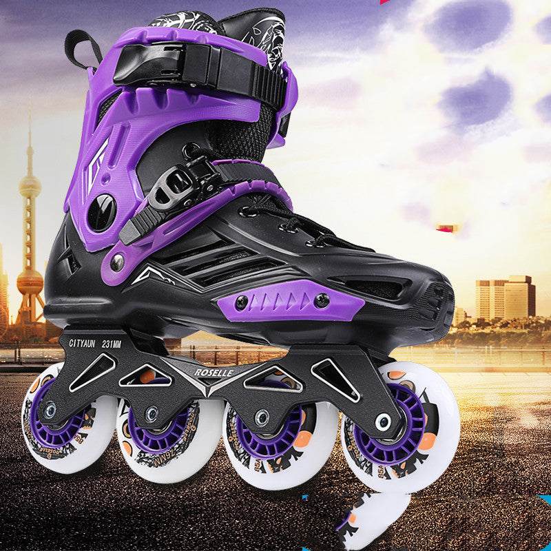 Men and women inline skates with pu rubber wheels and mesh upper