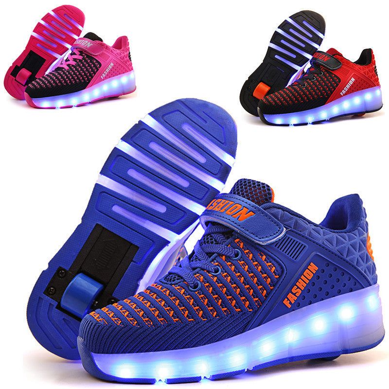 Rechargeable Heelys roller shoes with USB charging in multiple colors and sizes