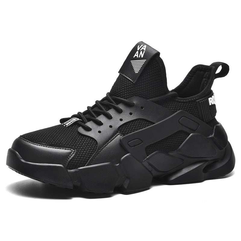 White men's sports running shoes with breathable mesh upper