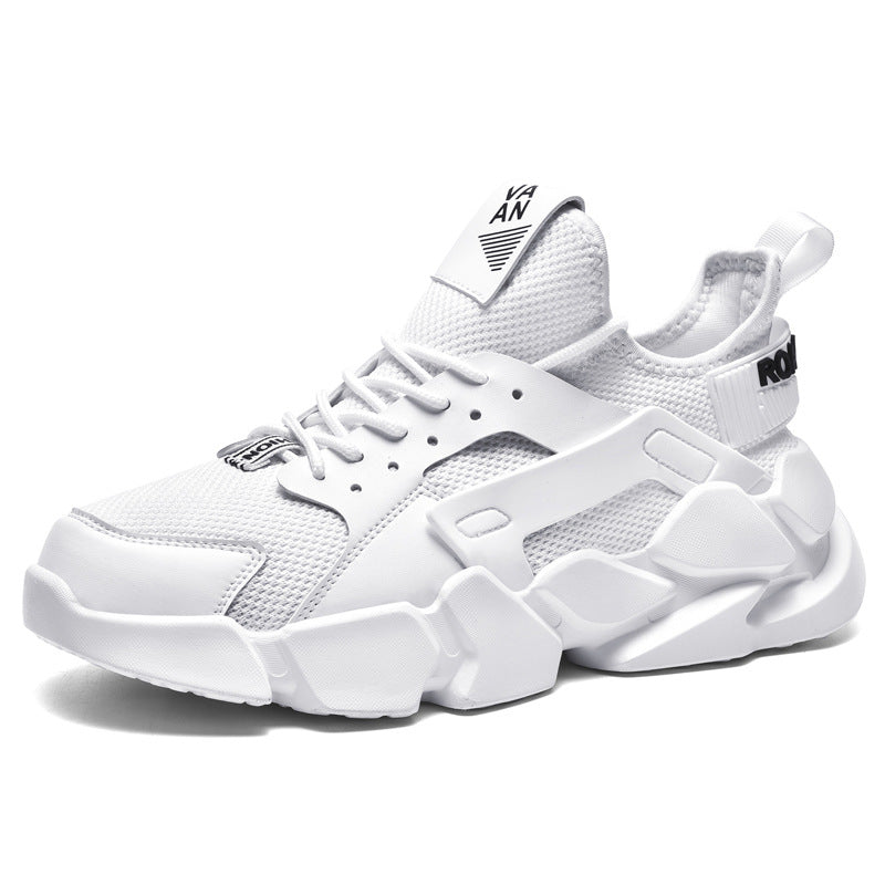 white men's breathable sports running shoes with mesh upper